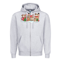Heather Grey christmas cookie coffe cups Zipper Hoodie - MaliasSmallBusiness