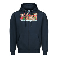Navy christmas cookie coffe cups Zipper Hoodie - MaliasSmallBusiness