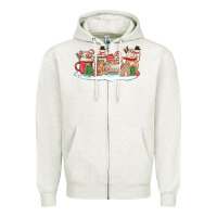 Oatmeal Heather christmas cookie coffe cups Zipper Hoodie - MaliasSmallBusiness