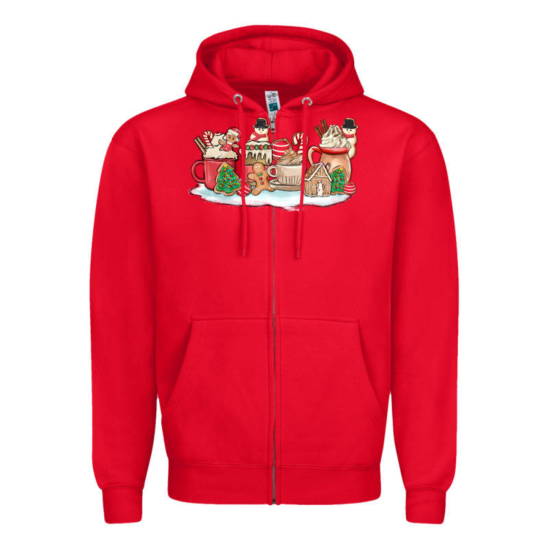 Christmas Cookie Coffe Cups Zipper Hoodie by MaliasSmallBusiness | Teevron