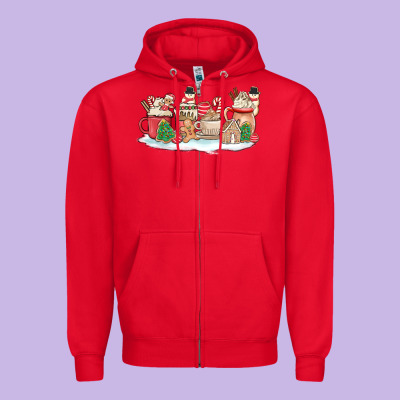 Christmas Cookie Coffe Cups Zipper Hoodie Designed By Maliassmallbusiness