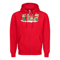 Red christmas cookie coffe cups Zipper Hoodie - MaliasSmallBusiness