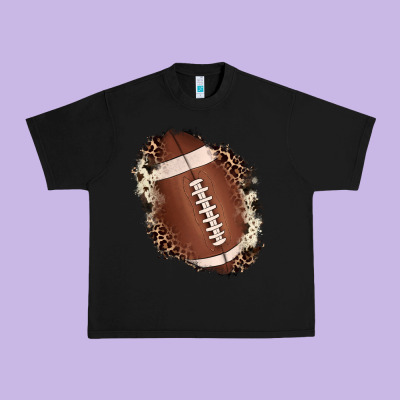Football Cowhide Leopard Patch Urban Heavy Tee Designed By Jahusdesignshop