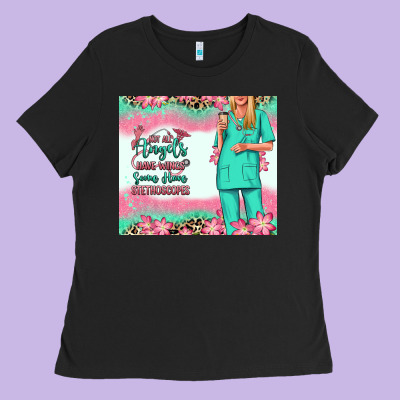 Ladies Tee not all angels have wings blonde nurse