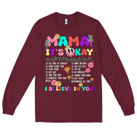 Burgundy mama it's okay Long Sleeve Tee - JahusDesignShop