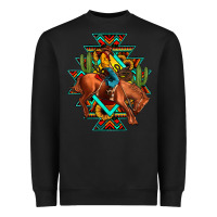 Black aztec rodeo cowboy Heavyweight Sweatshirt - JahusDesignShop