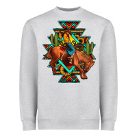 Heather Grey aztec rodeo cowboy Heavyweight Sweatshirt - JahusDesignShop
