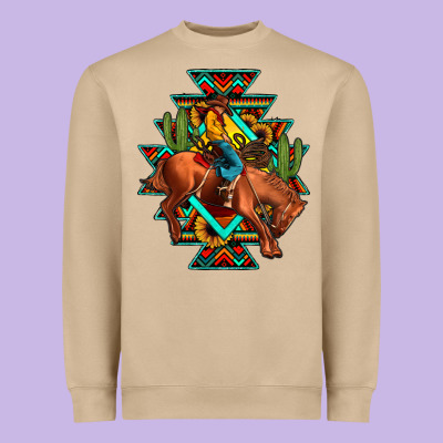 Aztec Rodeo Cowboy Heavyweight Sweatshirt Designed By Jahusdesignshop