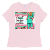 Bubblegum Pink not all angels have wings blonde nurse Ladies Tee - RanaPortraitStore