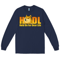 Navy hodl hold on for dear life dogecoin Long Sleeve Tee - Jasminsmagicworld