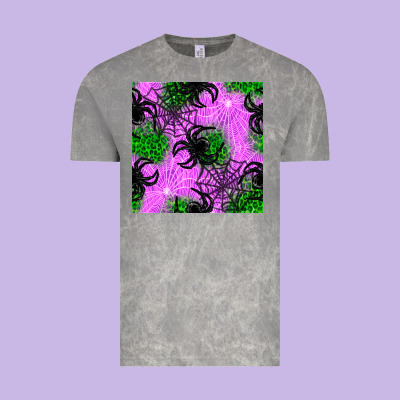 Halloween Spider Green Leopard Seamless Pattern Vintage Tee Designed By Bundleandbundleshop