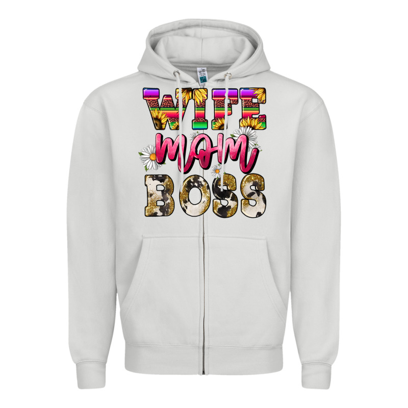 Wife Mom Boss Daisy Zipper Hoodie by NancyCooperArtShop | Teevron