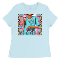 Baby Blue nurse life afro woman Ladies Tee - RanaPortraitStore