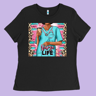 Ladies Tee nurse life afro woman