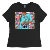 Black nurse life afro woman Ladies Tee - RanaPortraitStore