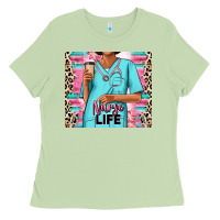Matcha nurse life afro woman Ladies Tee - RanaPortraitStore