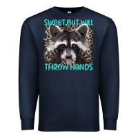 Navy sweet but will throw hands Premium Sweatshirt - Artiststas