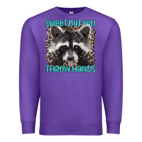 Purple sweet but will throw hands Premium Sweatshirt - Artiststas