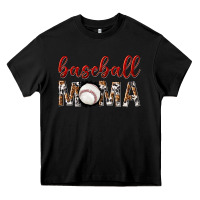 Black baseball mama with leopard Heavy Core Tee - texasbilliewilder