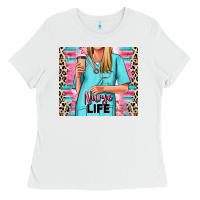 White nurse life blonde woman Ladies Tee - RanaPortraitStore
