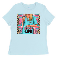 Baby Blue nurse life blonde woman Ladies Tee - RanaPortraitStore
