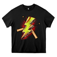 Black softball lightning bolt Heavy Core Tee - Zillion Design Studio