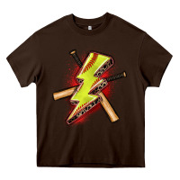 Chocolate Brown softball lightning bolt Heavy Core Tee - Zillion Design Studio
