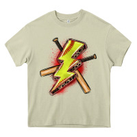 Mossy softball lightning bolt Heavy Core Tee - Zillion Design Studio