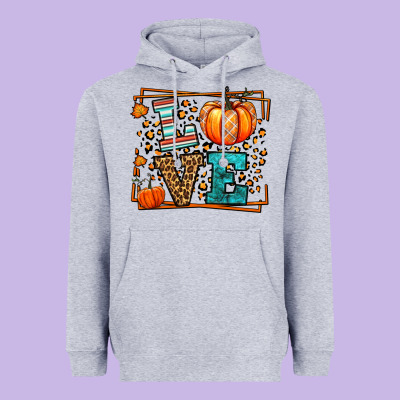 Fall Autumn Leopard Love Pumpkin Heavyweight Hoodie Designed By Lillyallendesigns