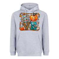 Heather Grey Fall Autumn Leopard Love Pumpkin Heavyweight Hoodie - LillyAllenDesigns