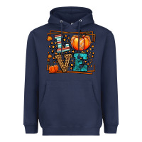 Navy Fall Autumn Leopard Love Pumpkin Heavyweight Hoodie - LillyAllenDesigns