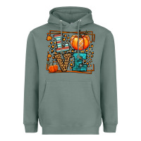 Sage Fall Autumn Leopard Love Pumpkin Heavyweight Hoodie - LillyAllenDesigns