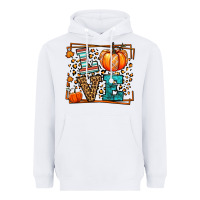White Fall Autumn Leopard Love Pumpkin Heavyweight Hoodie - LillyAllenDesigns