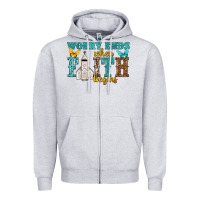 Heather Grey worry ends when faith begins Zipper Hoodie - NancyCooperArtShop
