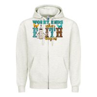 Oatmeal Heather worry ends when faith begins Zipper Hoodie - NancyCooperArtShop