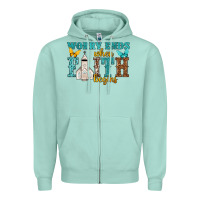 Seafoam worry ends when faith begins Zipper Hoodie - NancyCooperArtShop