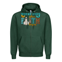 Sports Green worry ends when faith begins Zipper Hoodie - NancyCooperArtShop