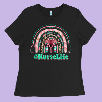 Ladies Tee nurse life rainbow