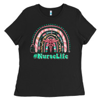 Black nurse life rainbow Ladies Tee - RanaPortraitStore