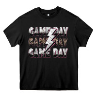 Black game day game day volleyball lightning bolt Heavy Core Tee - Zillion Design Studio