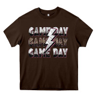Chocolate Brown game day game day volleyball lightning bolt Heavy Core Tee - Zillion Design Studio