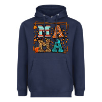 Navy Fall Autumn Leopard Mama Heavyweight Hoodie - LillyAllenDesigns