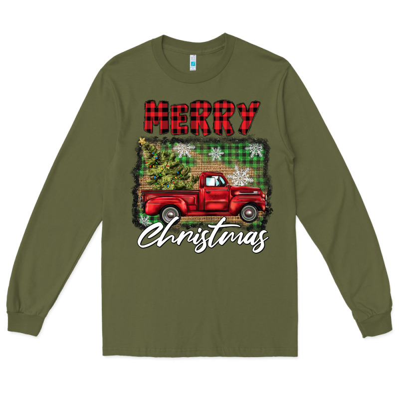Merry Christmas Truck Long Sleeve Tee by BarkalooDesign | Teevron