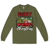 Army Green merry christmas truck Long Sleeve Tee - BarkalooDesign