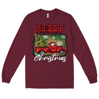 Burgundy merry christmas truck Long Sleeve Tee - BarkalooDesign
