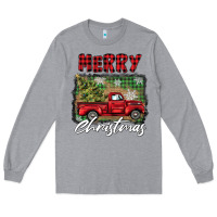 Heather Grey merry christmas truck Long Sleeve Tee - BarkalooDesign
