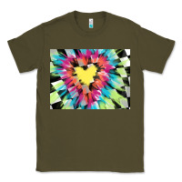 Army Green tie dye hearth shaped race flag background 3200x2400 Classic Tee - AdoDesignShop