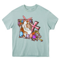 Arona Louisiana Map Easter Bunny And Cross Heavy Core Tee - RanaPortraitStore