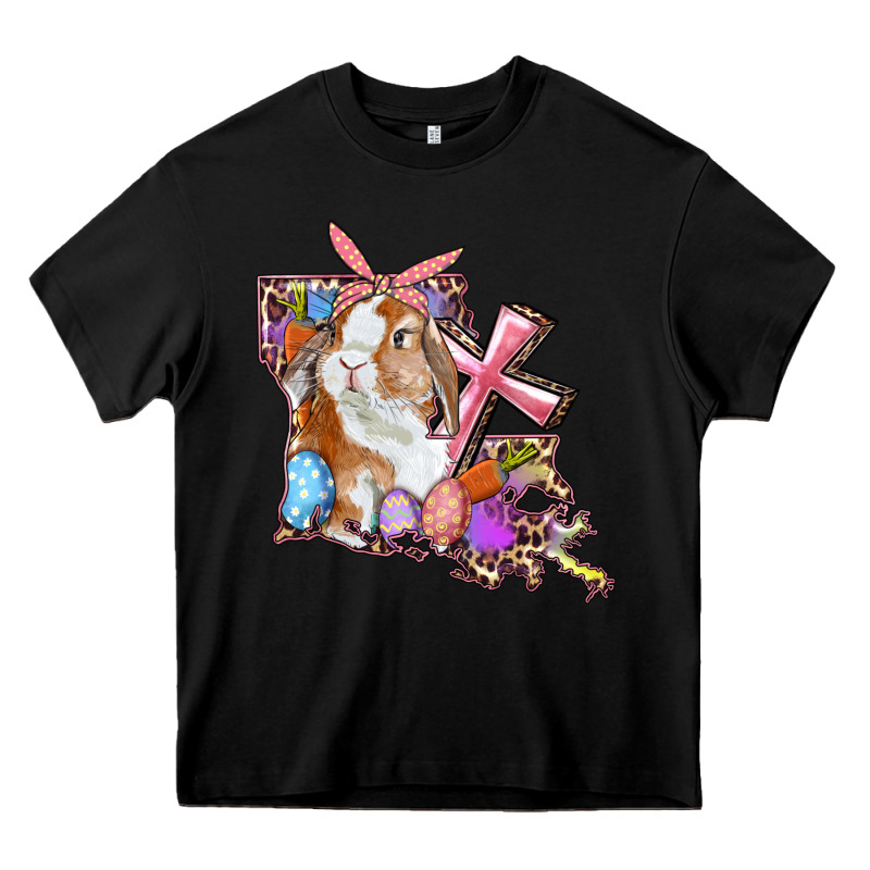Louisiana Map Easter Bunny And Cross Heavy Core Tee by RanaPortraitStore | Teevron