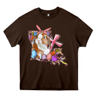 Chocolate Brown Louisiana Map Easter Bunny And Cross Heavy Core Tee - RanaPortraitStore